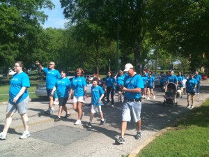 group walking at walk for autism
