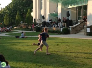running kids at concerts in the park