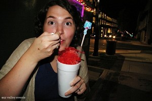 eating crave snow cone