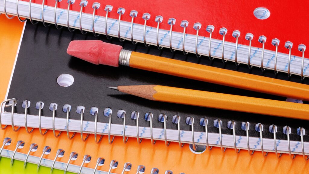pencils and notebooks