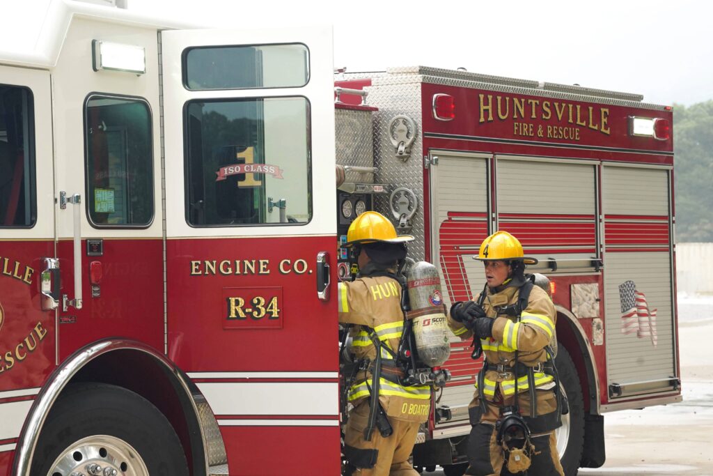 Huntsville Firefighters and truck