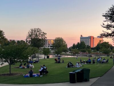 picnic in Downtown Huntsville at sunset