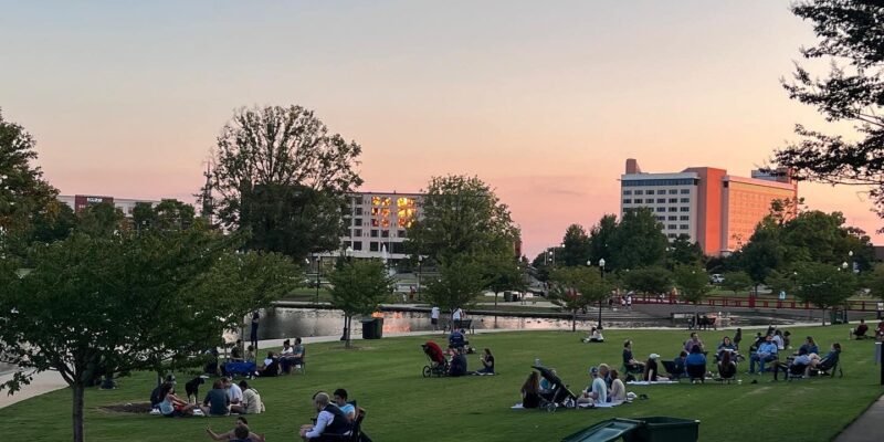 picnic in Downtown Huntsville at sunset