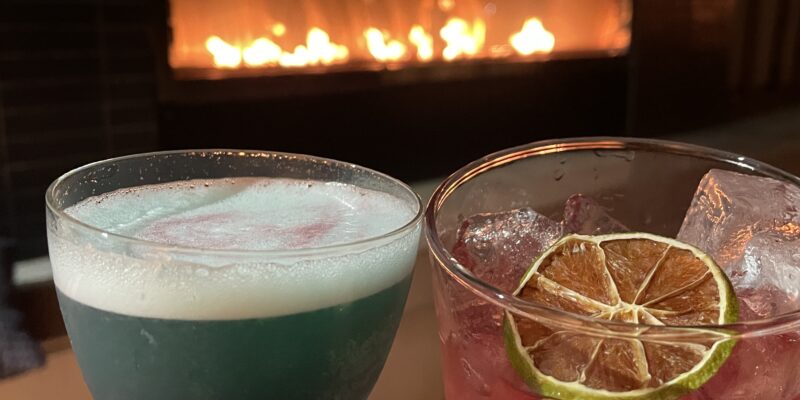 Two Drinks in front of a Fire