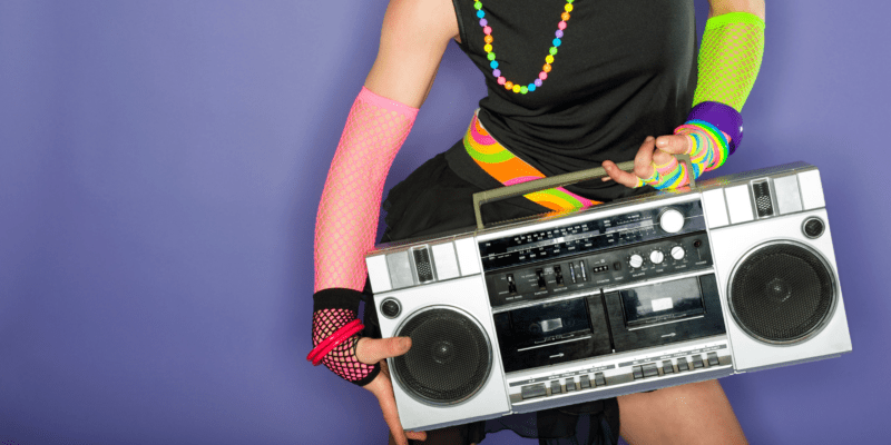 80's outfit with a boombox